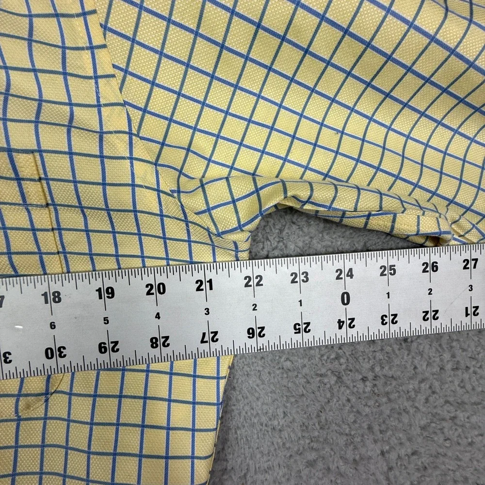 Paul Fredrick Mens Slim Fit Yellow Blue Check Plaid Long Sleeve Shirt‎ 15.5-32